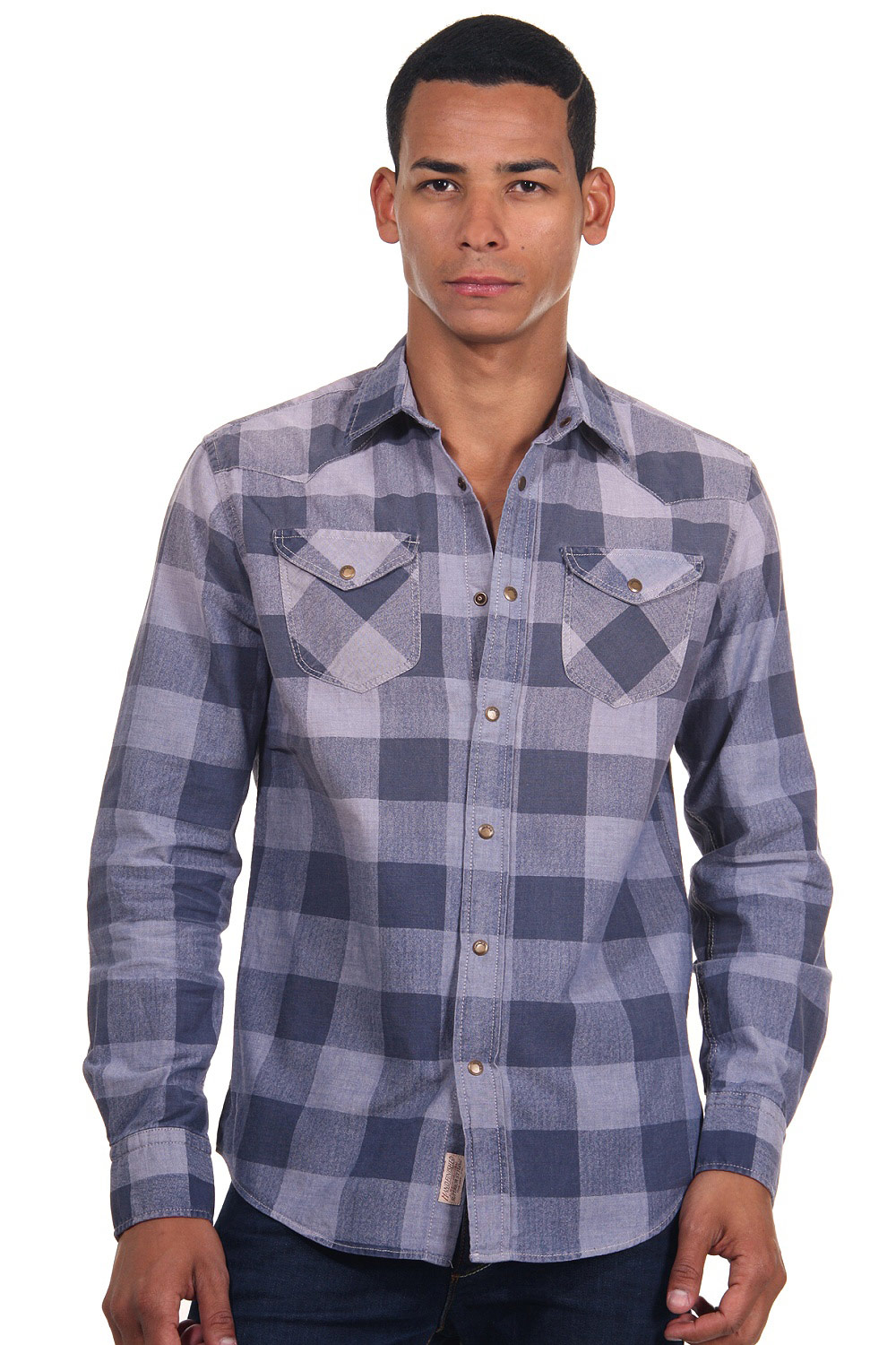 AGLIO & OLIO long sleeve jeansshirt slim fit at oboy.com