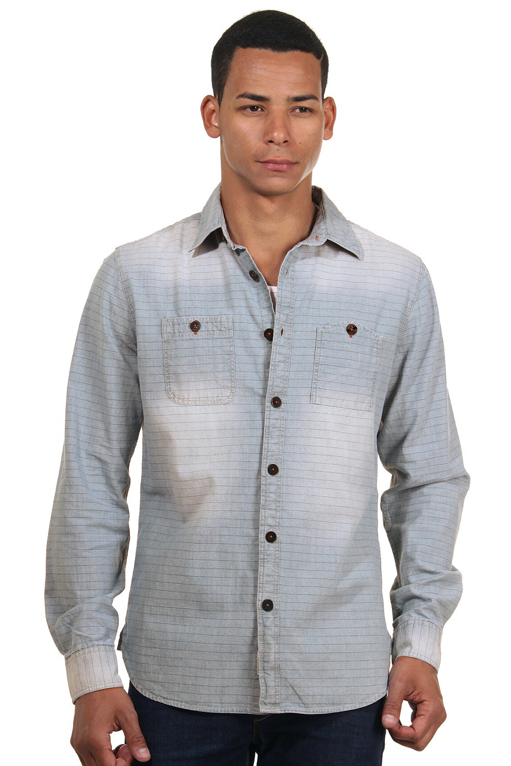 AGLIO & OLIO long sleeve jeansshirt slim fit at oboy.com
